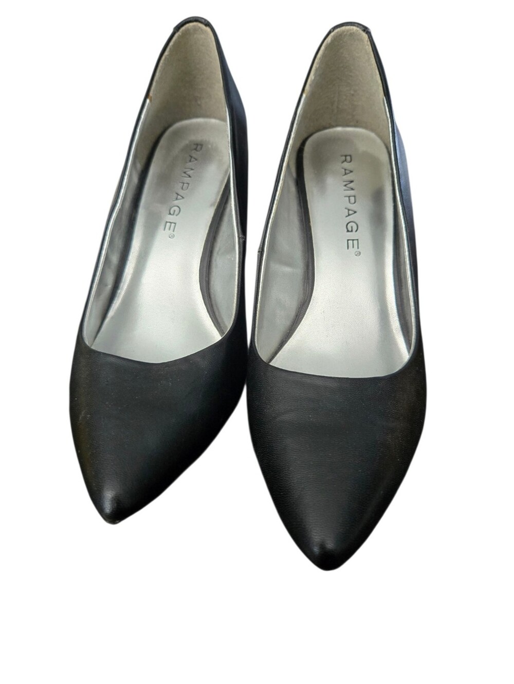 Rampage Black Pointed Leather-Look Pumps